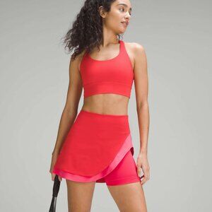 NWT Lululemon Asymmetrical Layered HR Tennis Skirt Red Lip Gloss Pink Size 4
